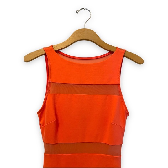 Bebe Sheer-Paneled, Body-hugging Dress, Color Grapefruit Pink, Size XXS - Picture 2 of 8